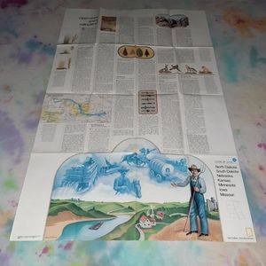 Vintage Map National Geographic Close Up USA Missouri Iowa Kansas Nebraska
